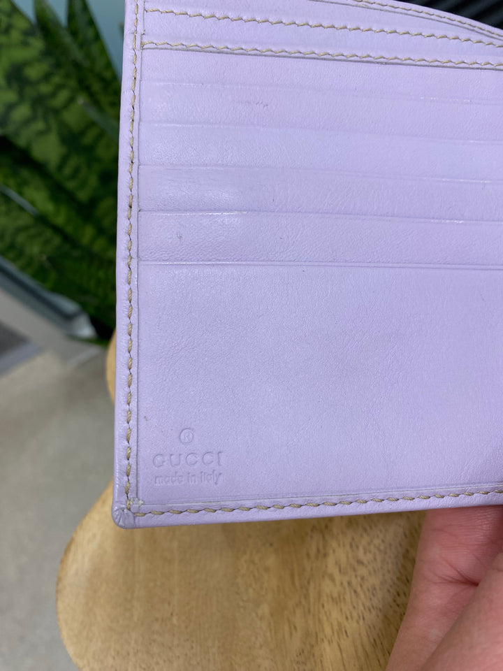 Gucci GG Canvas and Lavender Compact Wallet (5012)