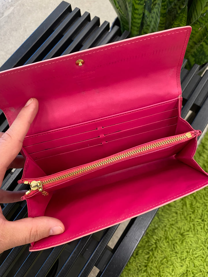 Louis Vuitton Red Vernis Sarah Long Wallet (3923)