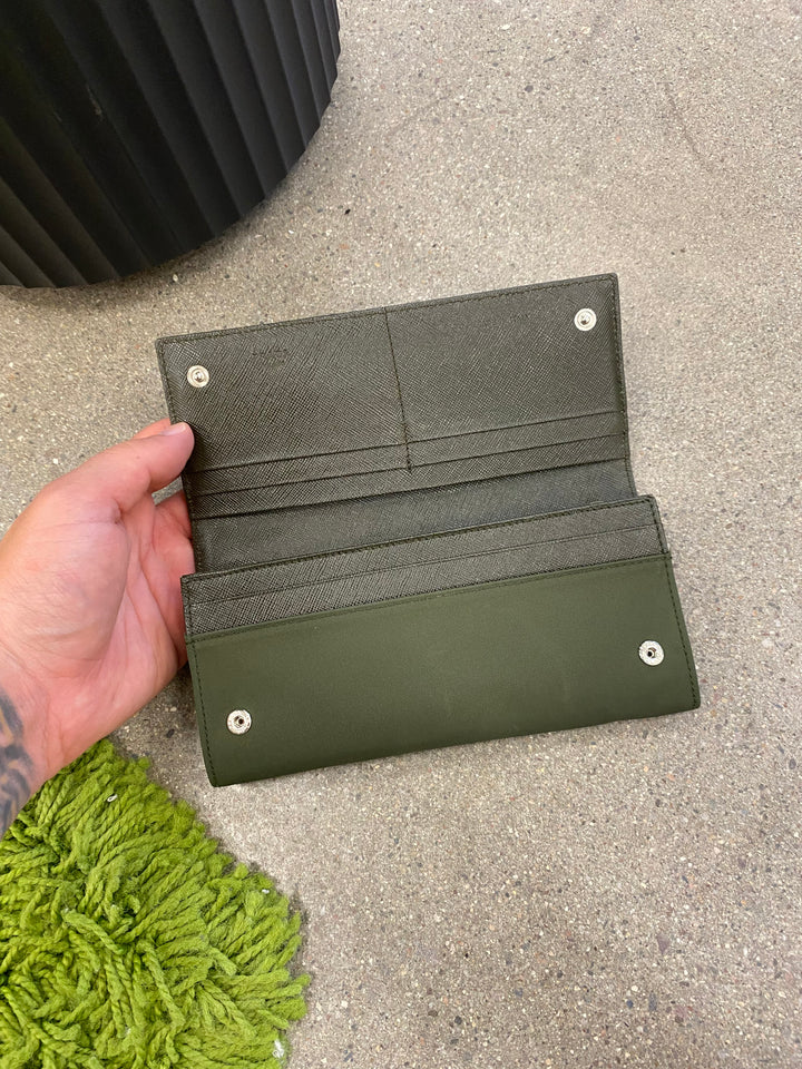 Prada Green Nylon Long Wallet (4047)