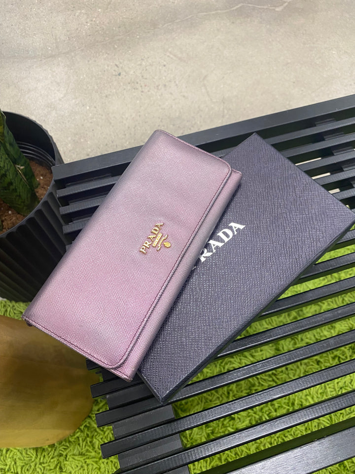 Prada Purple Saffiano Long Wallet (8878)