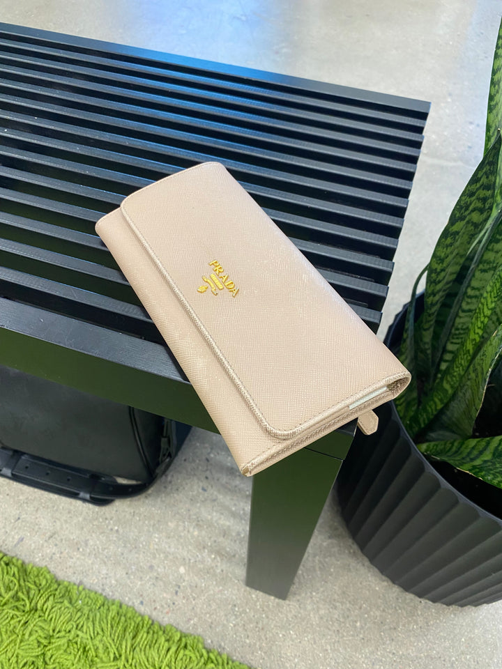 Prada Beige Saffiano Long Wallet (4027)