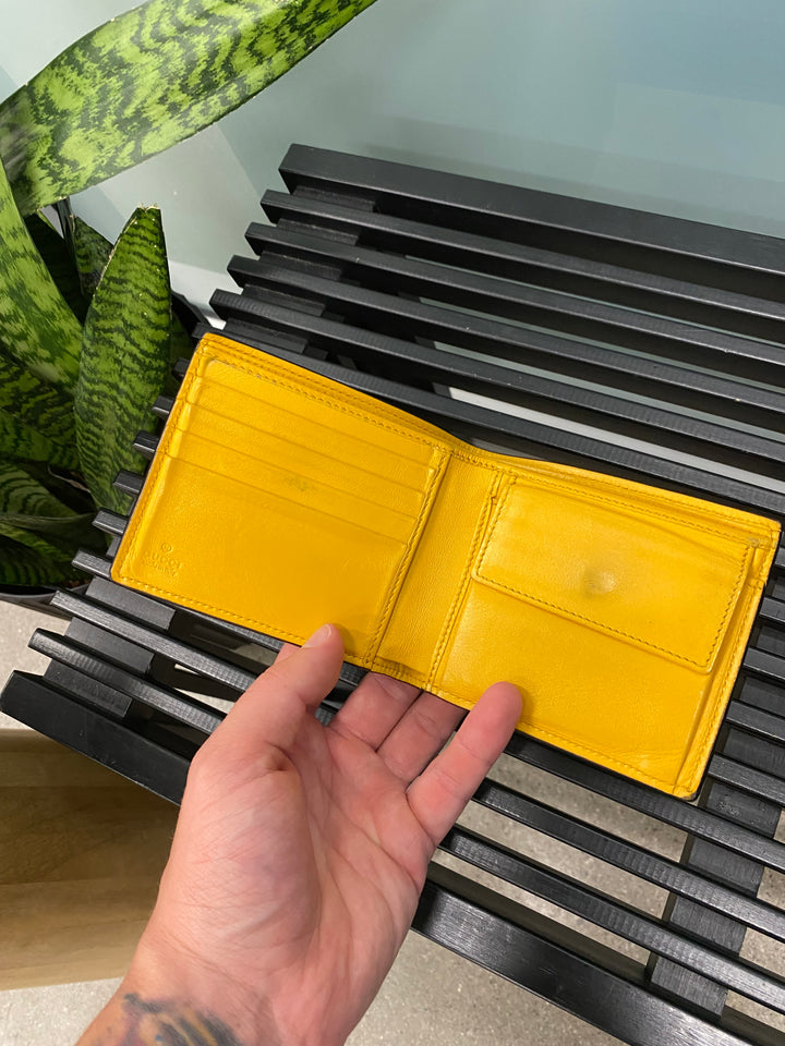 Gucci Yellow Perforated Leather Billfold Wallet (3818)