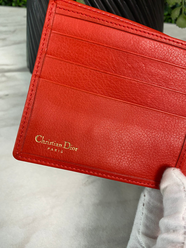 Christian Dior Red Leather Billfold Wallet (7459)
