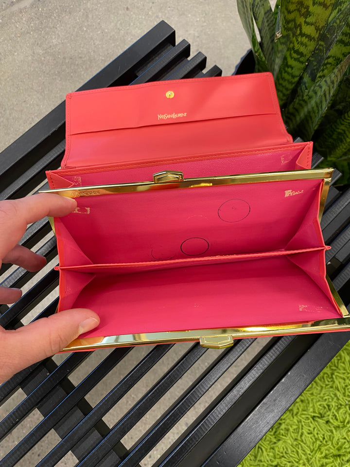 Saint Laurent Vintage YSL Red Leather Long Wallet (486)