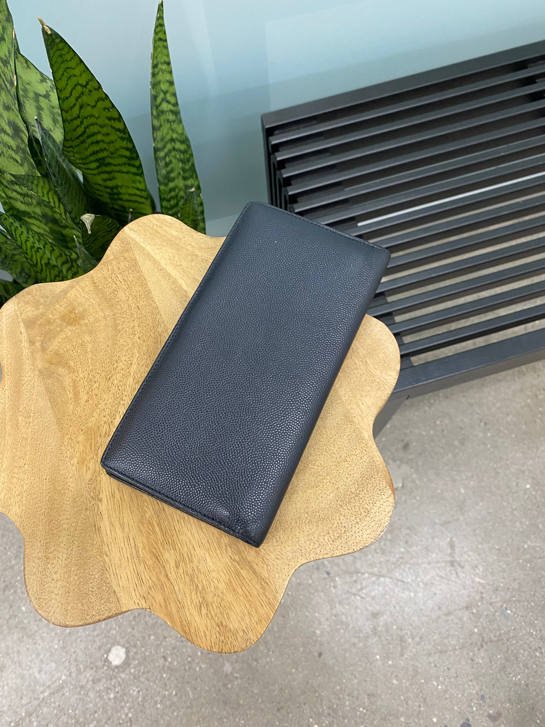 Saint Laurent YSL Black Grain de Poudre Long Bifold Wallet (5637)