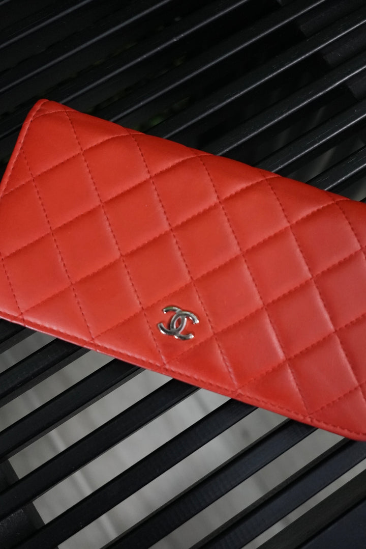 Chanel Lambskin Red Bifold Wallet