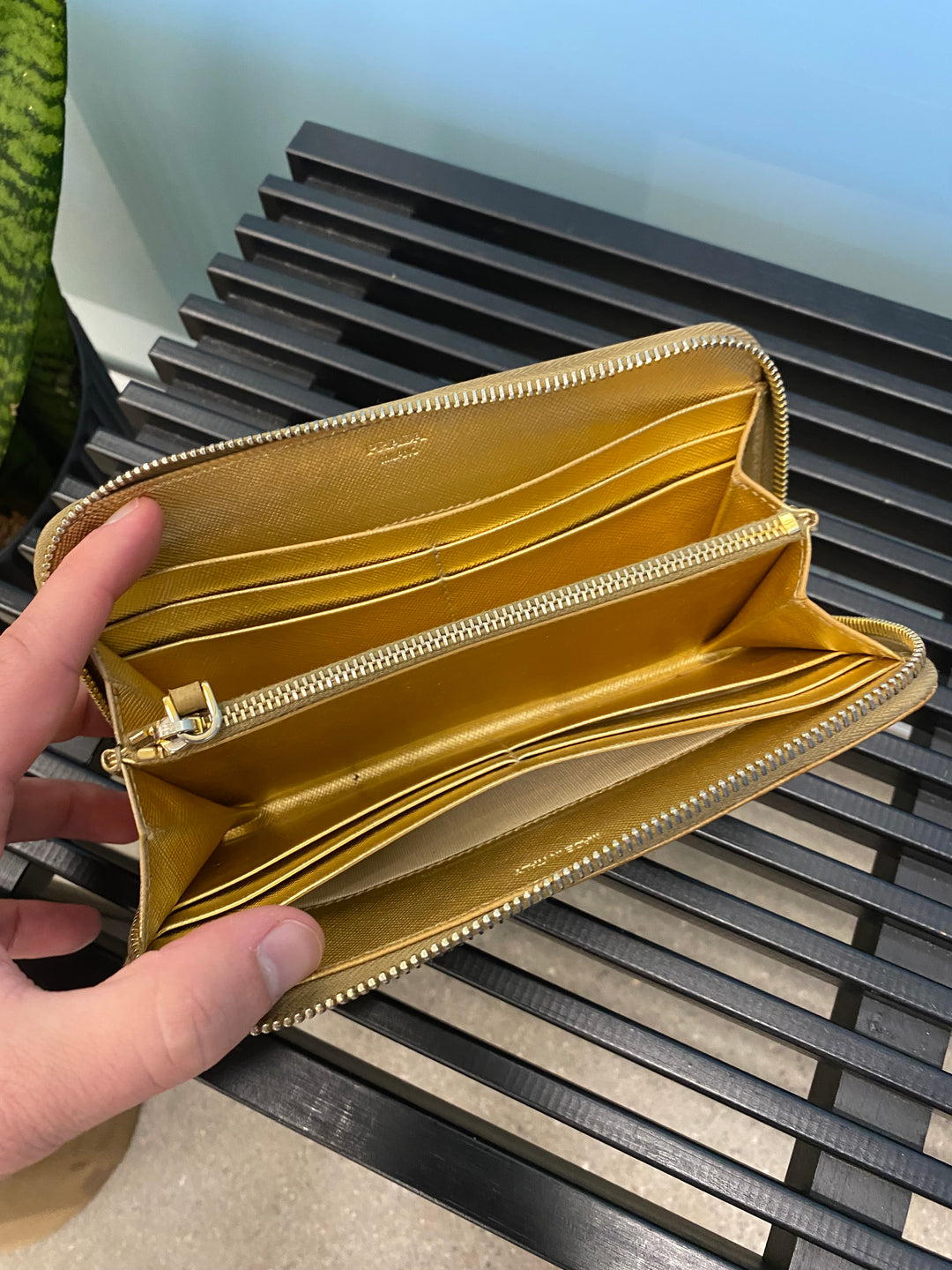 Prada Bronze Saffiano Zippy Wallet (5612)