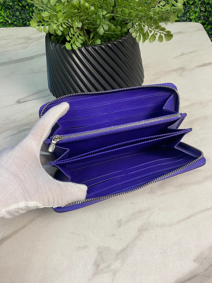 Louis Vuitton Purple Epi Zippy Wallet (0910)