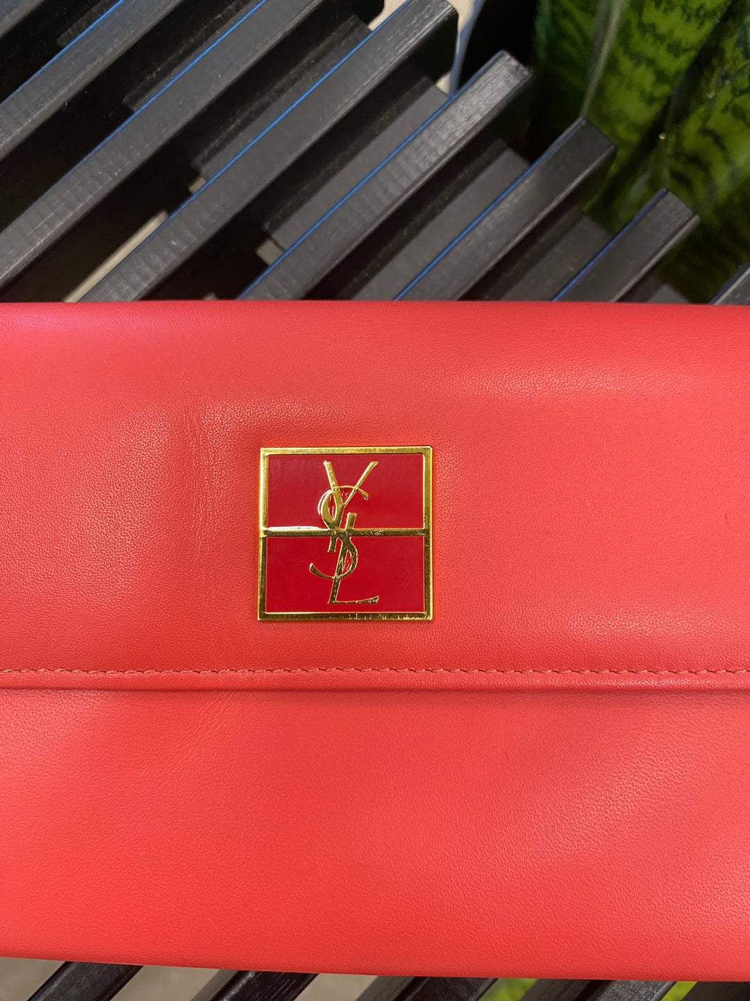Saint Laurent Vintage YSL Red Leather Long Wallet (486)