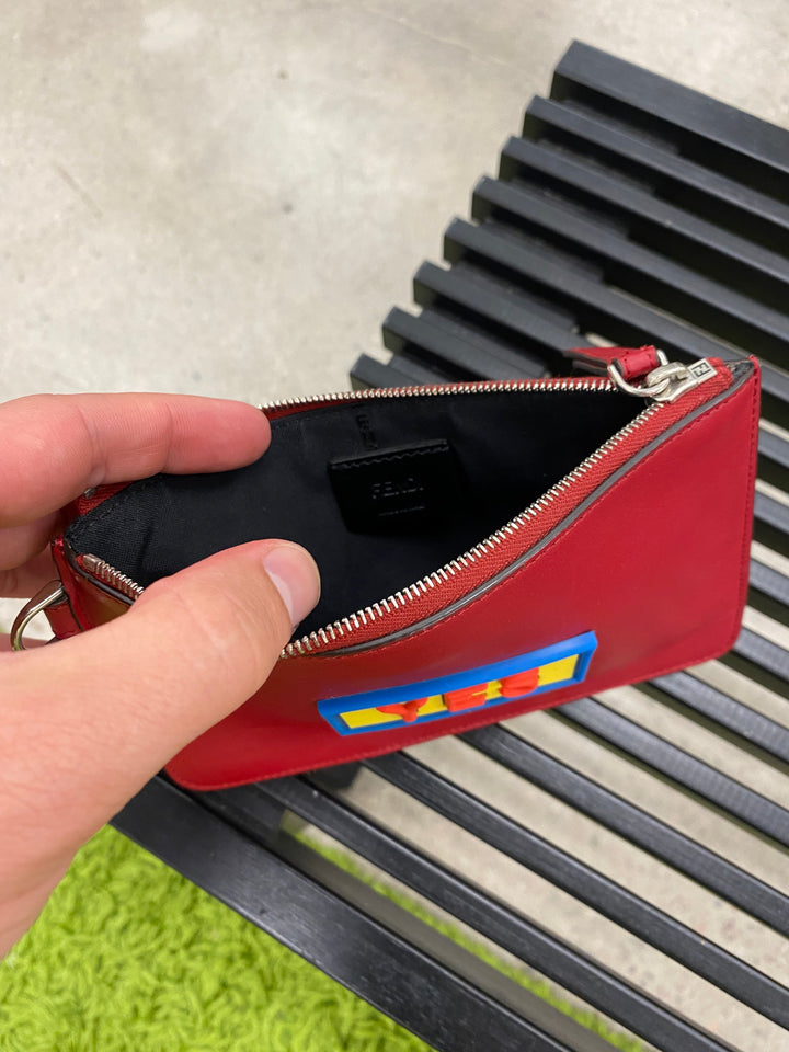 Fendi Red Leather "YES" Pouch (4137)