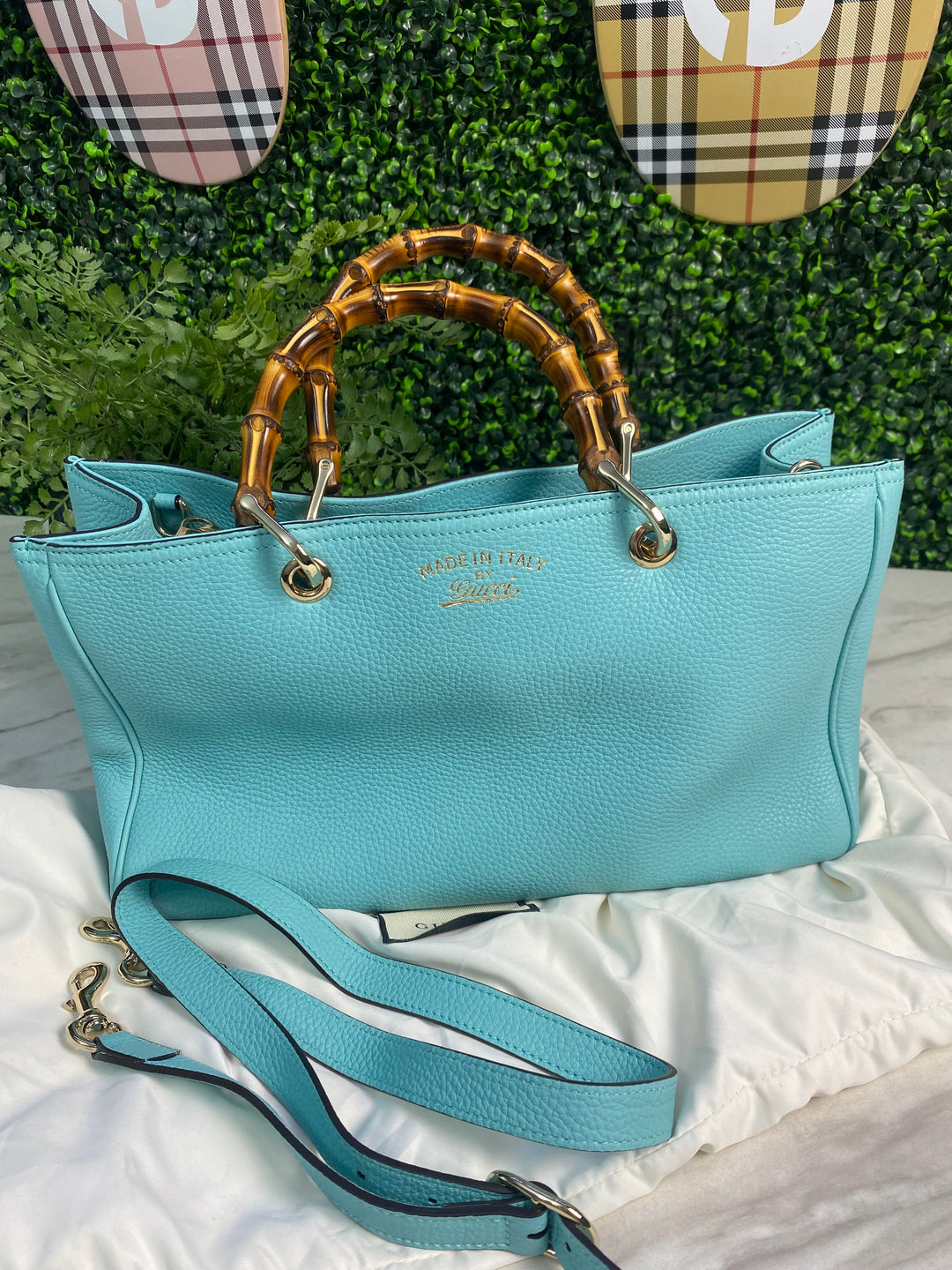 Gucci Pebbled Leather Bamboo Shopper Tote (HP01)
