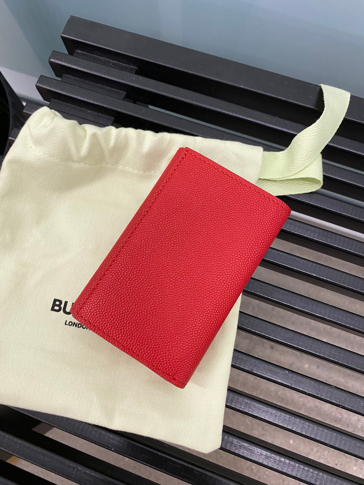 Burberry Red Grained Leather Compact Wallet (9113)