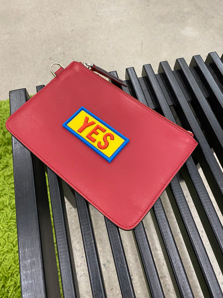 Fendi Red Leather "YES" Pouch (4137)