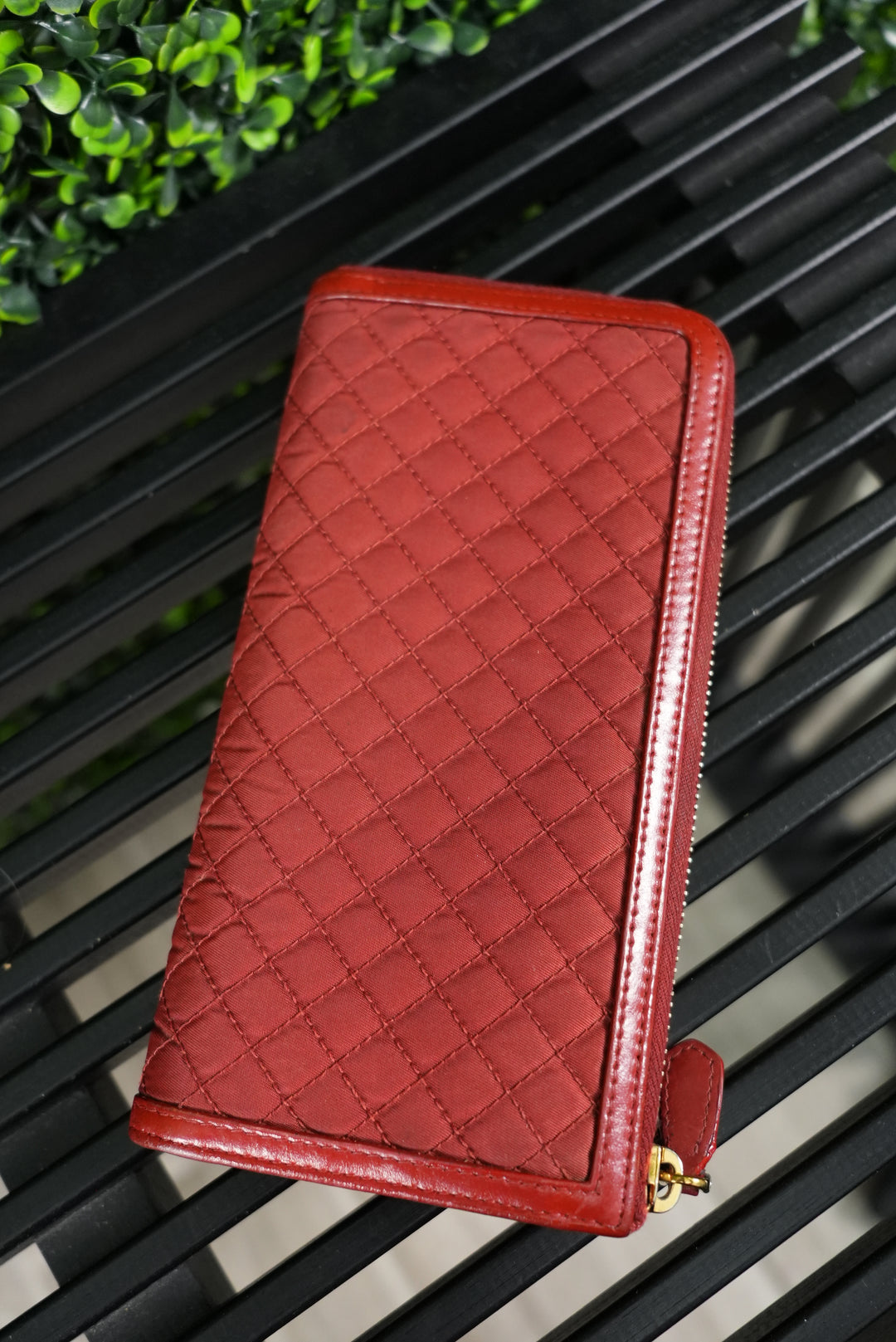 Prada Red Nylon Quilted L Zip Wallet (346)