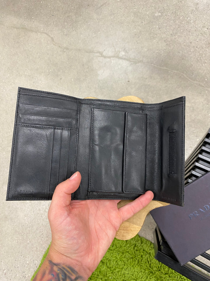 Prada Grey Felt Compact Wallet (9617)