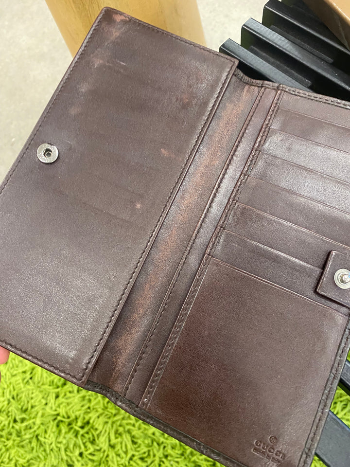Gucci Brown Guccissima Long Flap Wallet (9869)