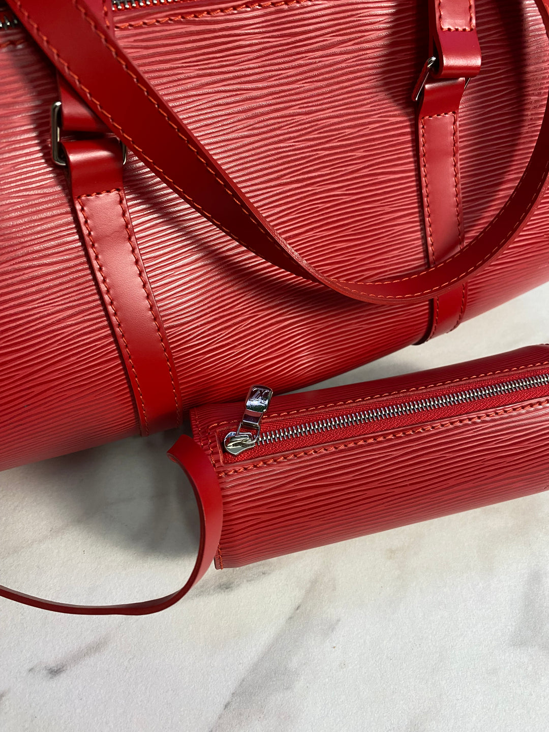 Louis Vuitton Red Epi Soufflot Bag (807)