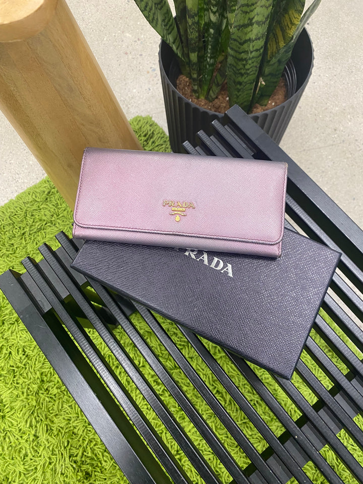 Prada Purple Saffiano Long Wallet (8878)