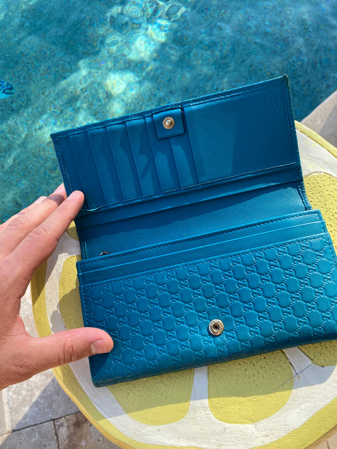 Gucci Turquoise Micro Guccissima Long Wallet (9881)