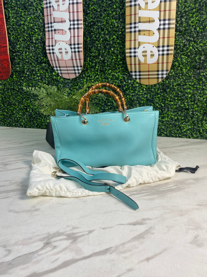 Gucci Pebbled Leather Bamboo Shopper Tote (HP01)