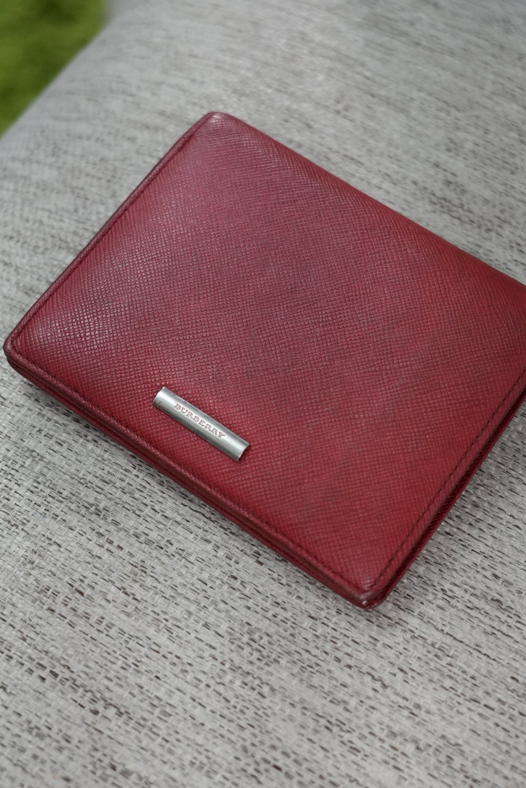 Burberry Red Leather Card Case Wallet