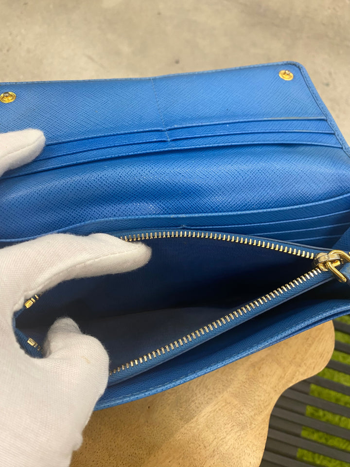 Prada Blue Saffiano Long Wallet (6790)