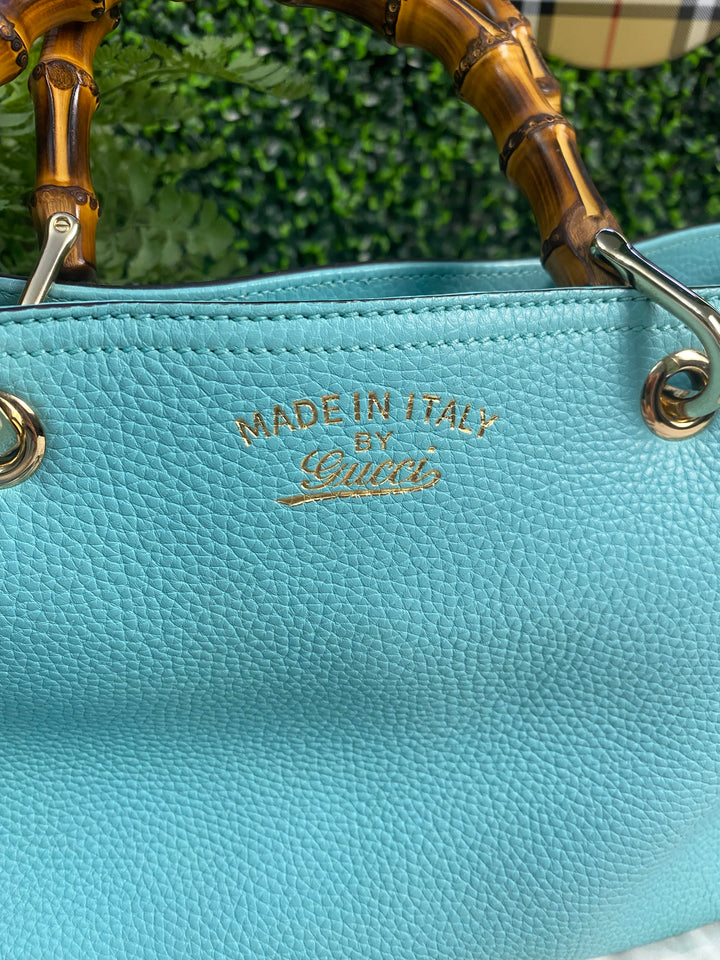 Gucci Pebbled Leather Bamboo Shopper Tote (HP01)