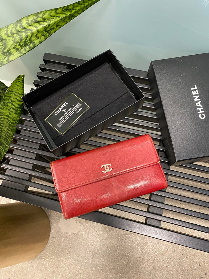 Chanel Red Caviar Long Wallet (1997)