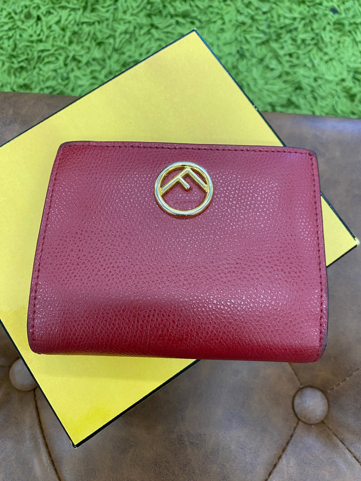 Fendi Red Leather Compact Wallet (9564)