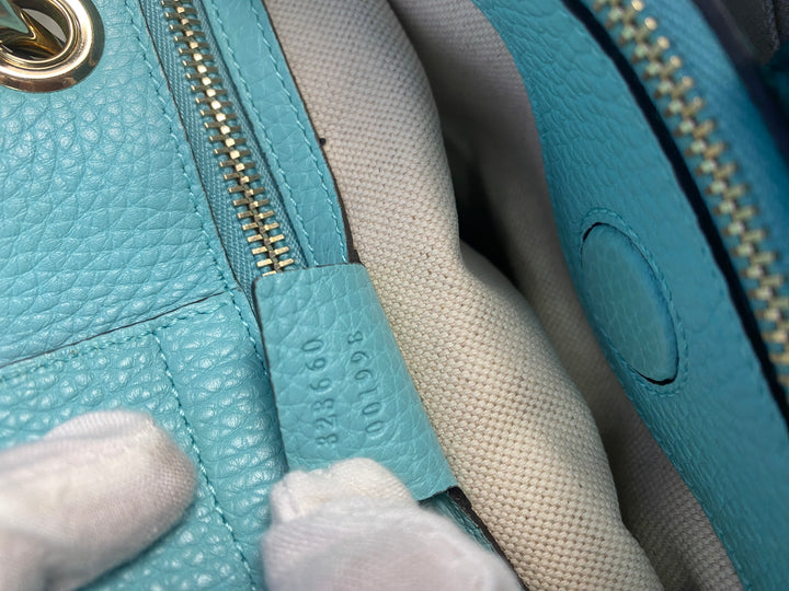 Gucci Pebbled Leather Bamboo Shopper Tote (HP01)