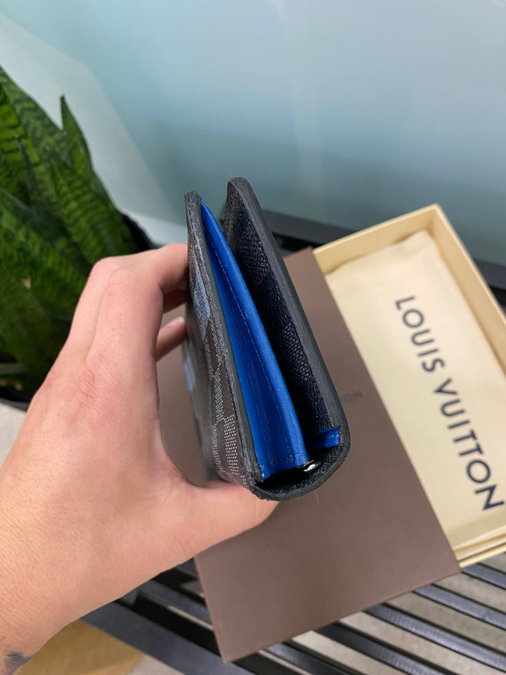 Louis Vuitton Damier Graphite and Cobalt Brazza Wallet (4736)