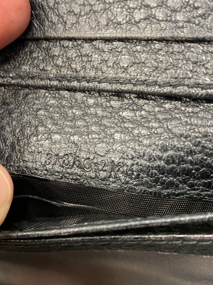 Gucci Black Leather Sherry Line Interlocking GG Compact Wallet (8380)
