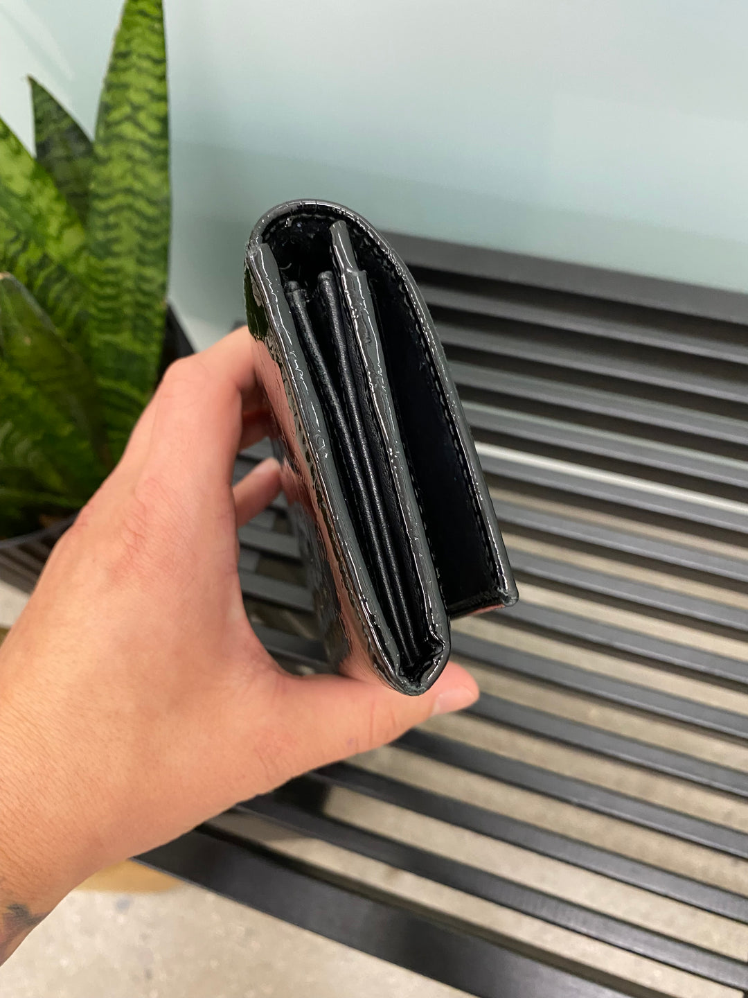 Gucci Black Patent Micro Guccissima Long Wallet (3027)