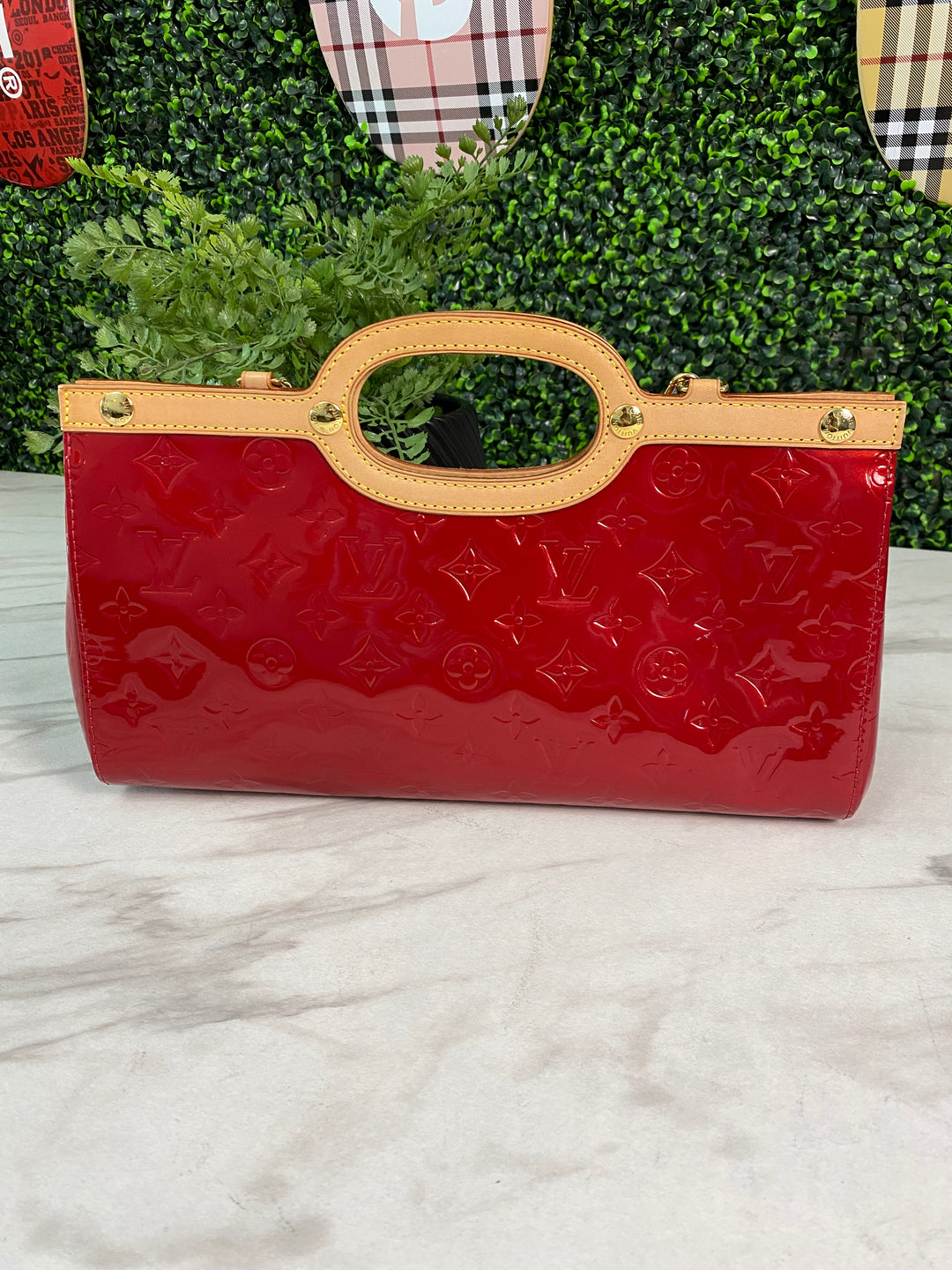 Louis Vuitton Red Vernis Roxbury Drive 2 Way Bag (0702)