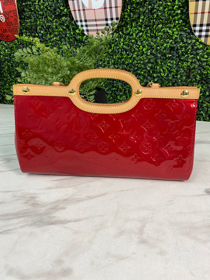 Louis Vuitton Red Vernis Roxbury Drive 2 Way Bag (0702)
