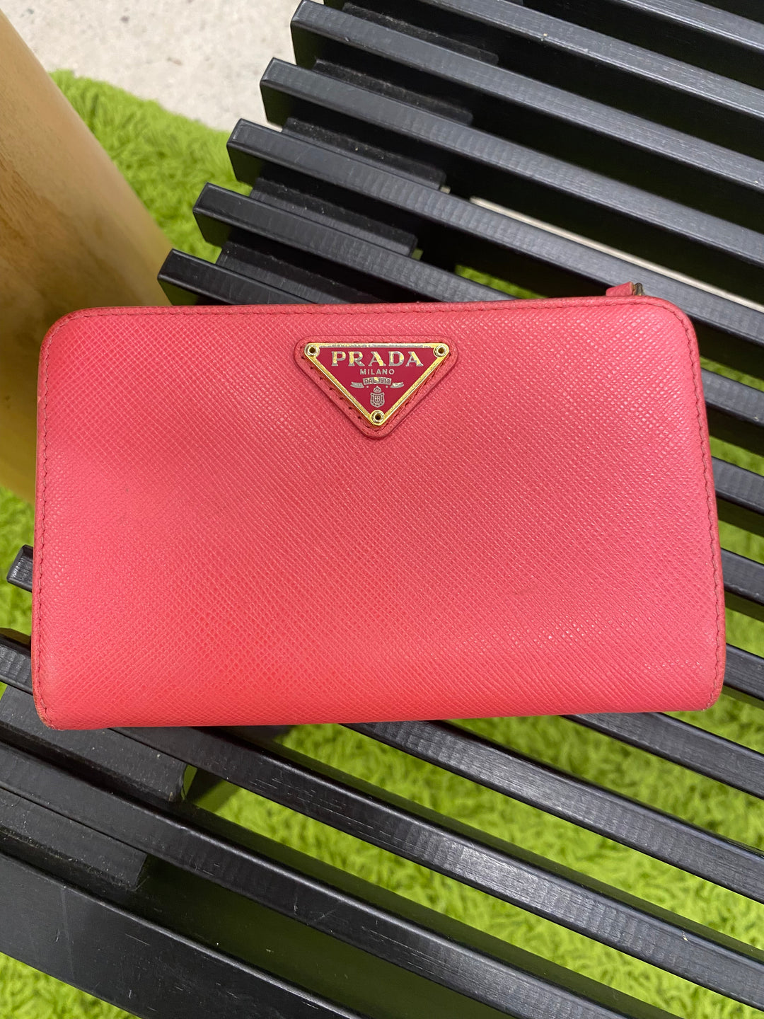 Prada Pink Saffiano Compact Wallet (8521)
