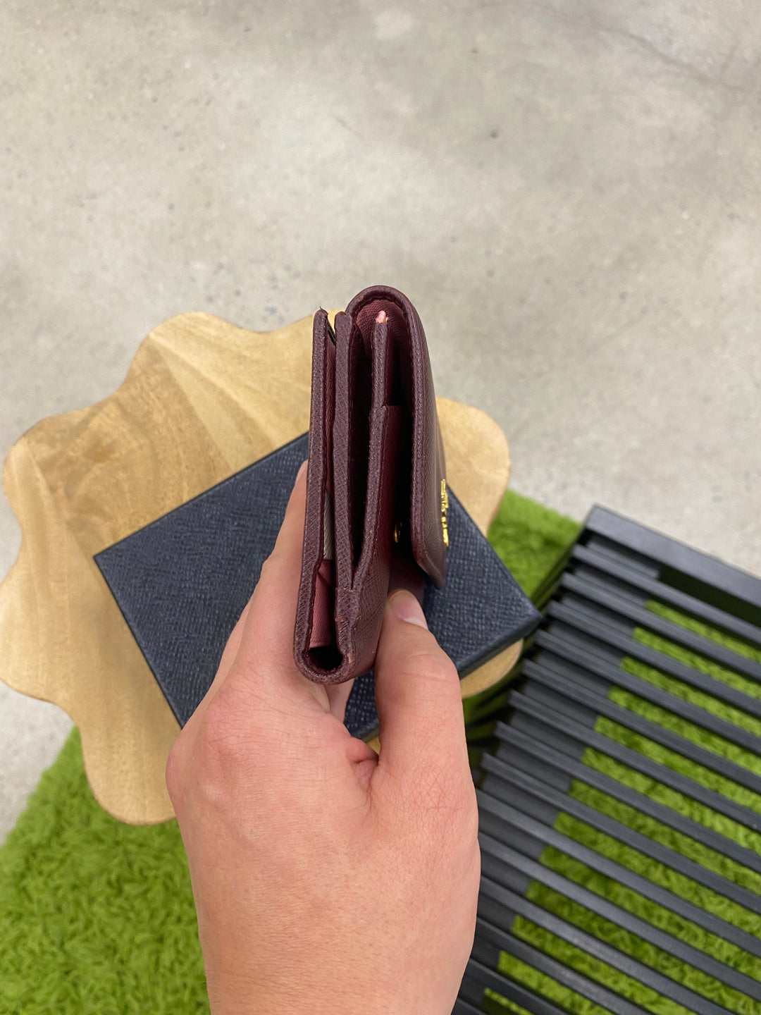 Prada Plum Saffiano Compact Wallet (3956)