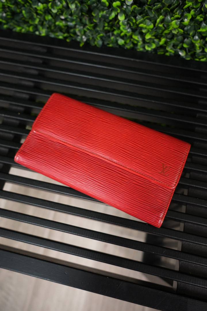 Louis Vuitton Red Epi International Long Wallet (801)