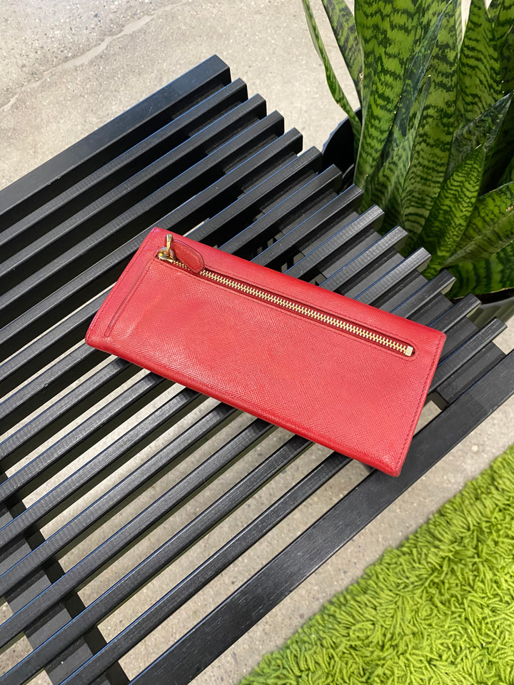 Prada Pink Saffiano Bow Long Wallet (5919)