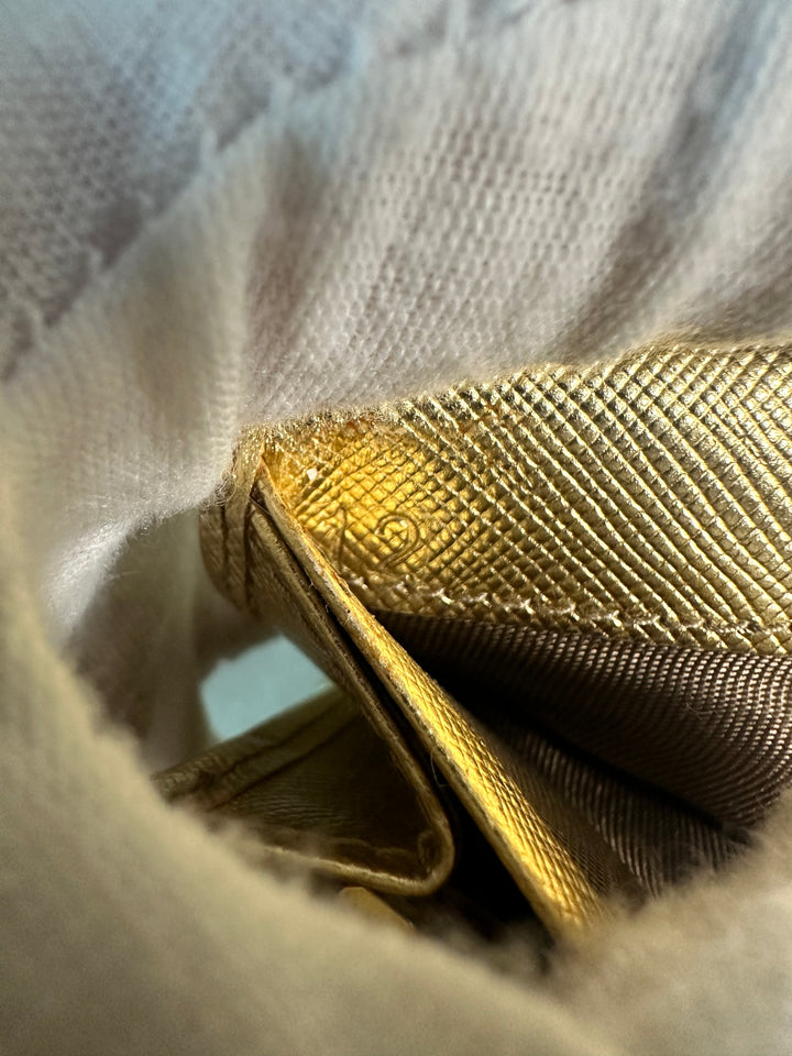 Prada Gold Saffiano Bow Long Wallet (7229)