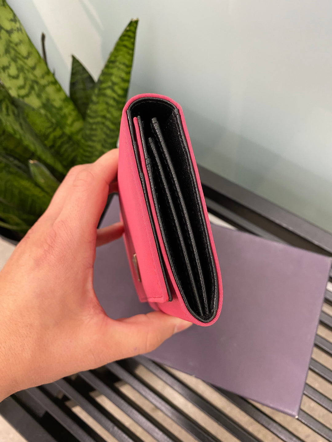 Prada Fuchsia Nylon Long Wallet (5077)