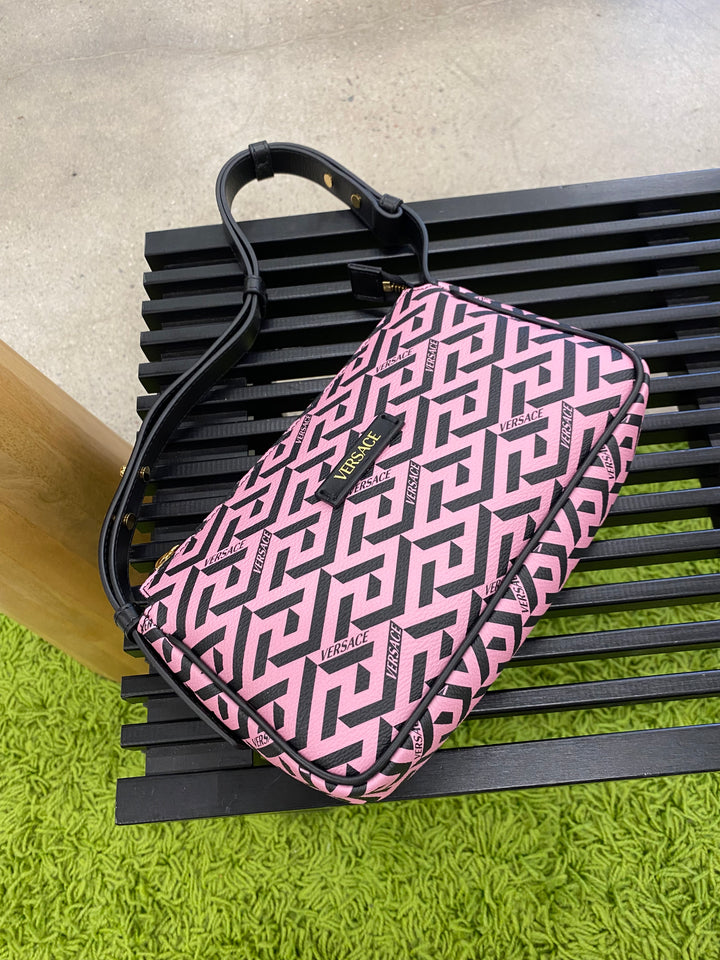 Versace Pink and Black La Greca Shoulder Bag (0731)