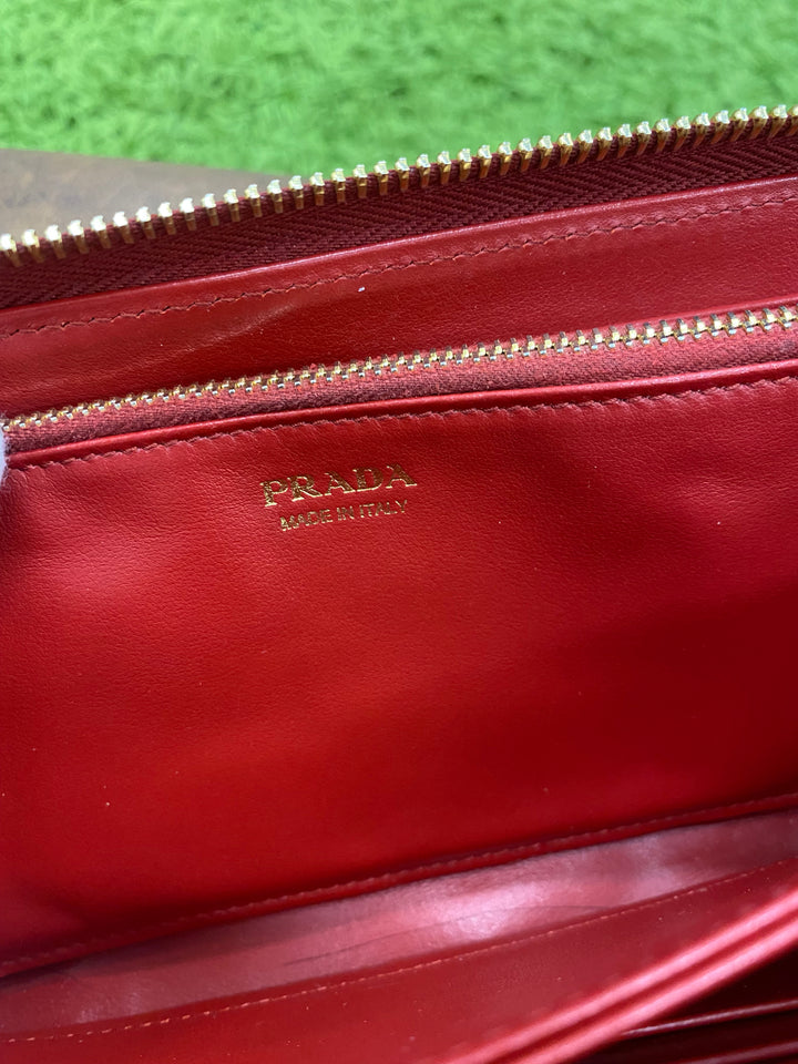 Prada Red Leather Zippy Wallet (2391)