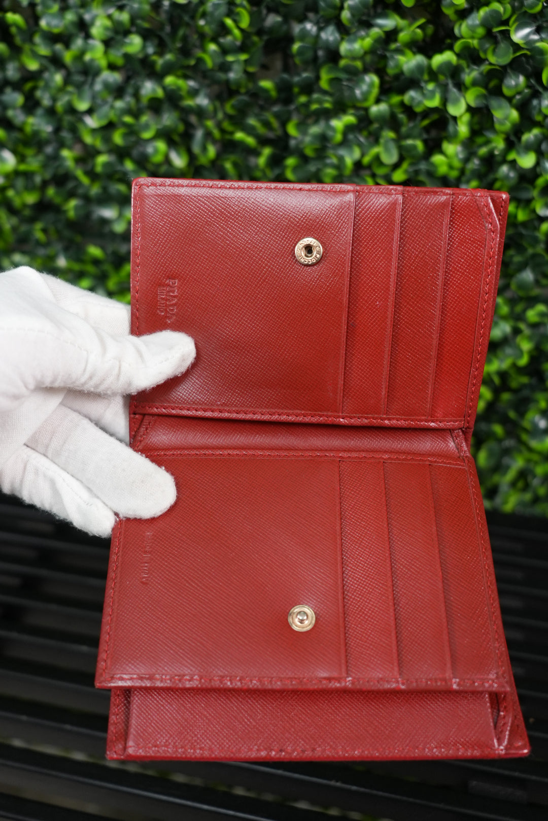 Prada Red Nylon Compact Wallet (442)