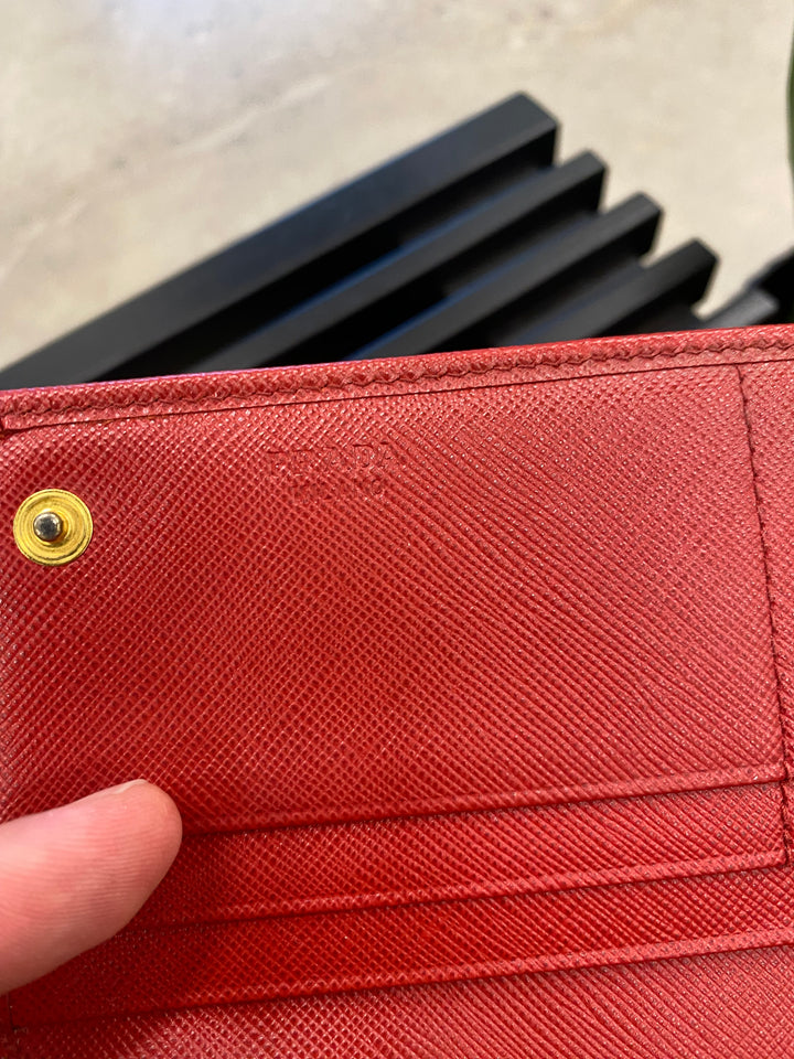 Prada Pink Saffiano Bow Long Wallet (5919)