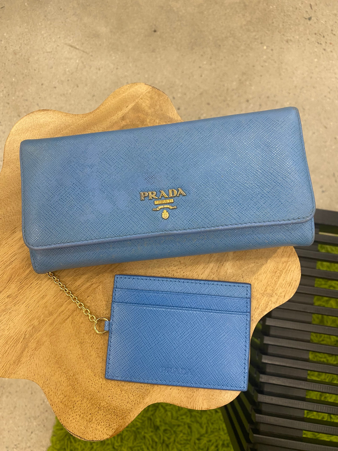Prada Blue Saffiano Long Wallet (6790)