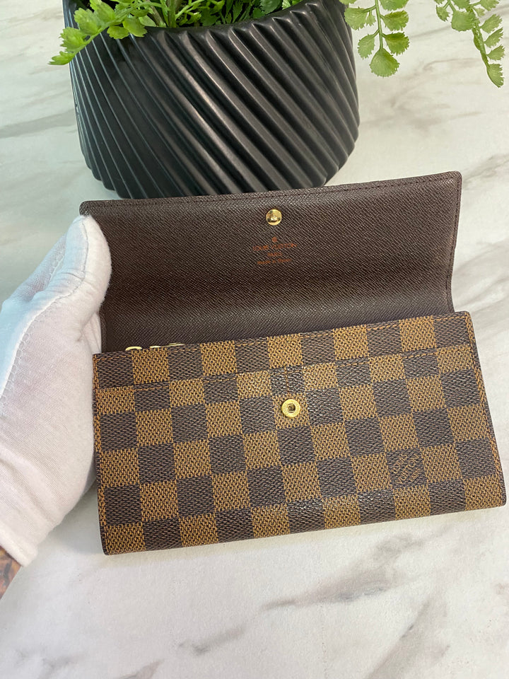 Louis Vuitton Damier Ebene Sarah Long Wallet (438)