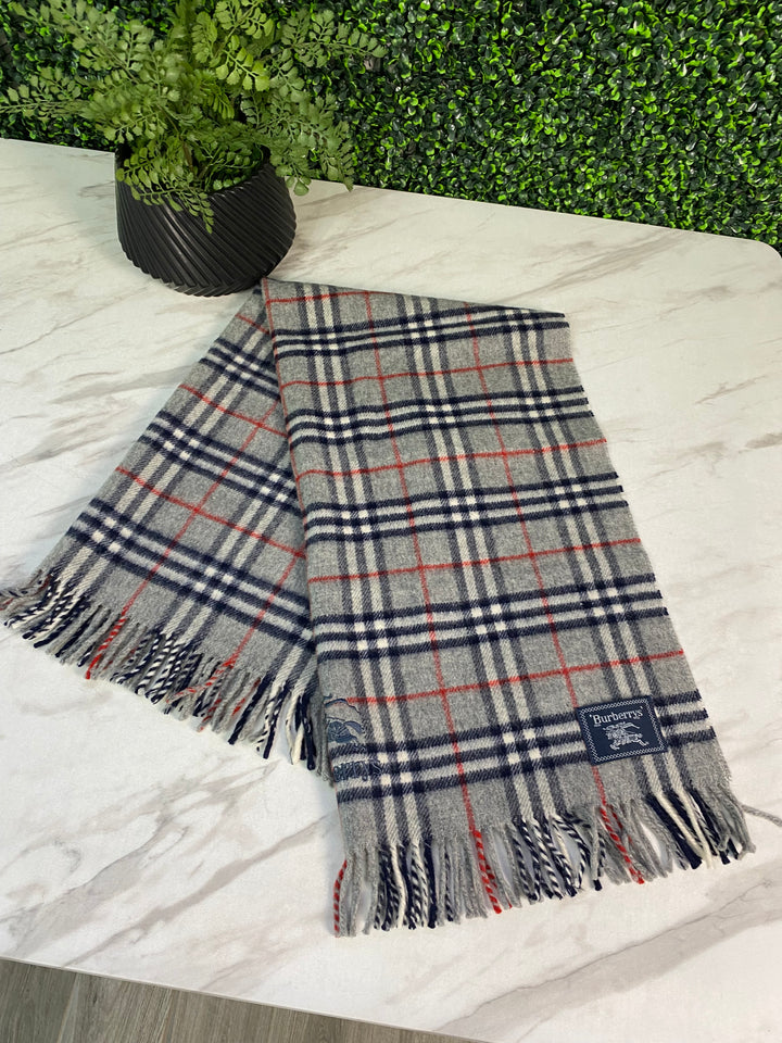 Burberry Grey Check Scarf (8880)