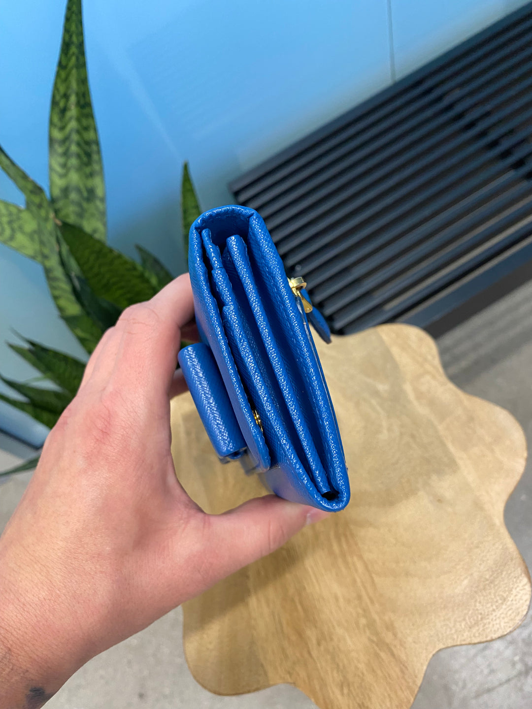 Prada Cobalt Saffiano Bow Long Wallet (6550)