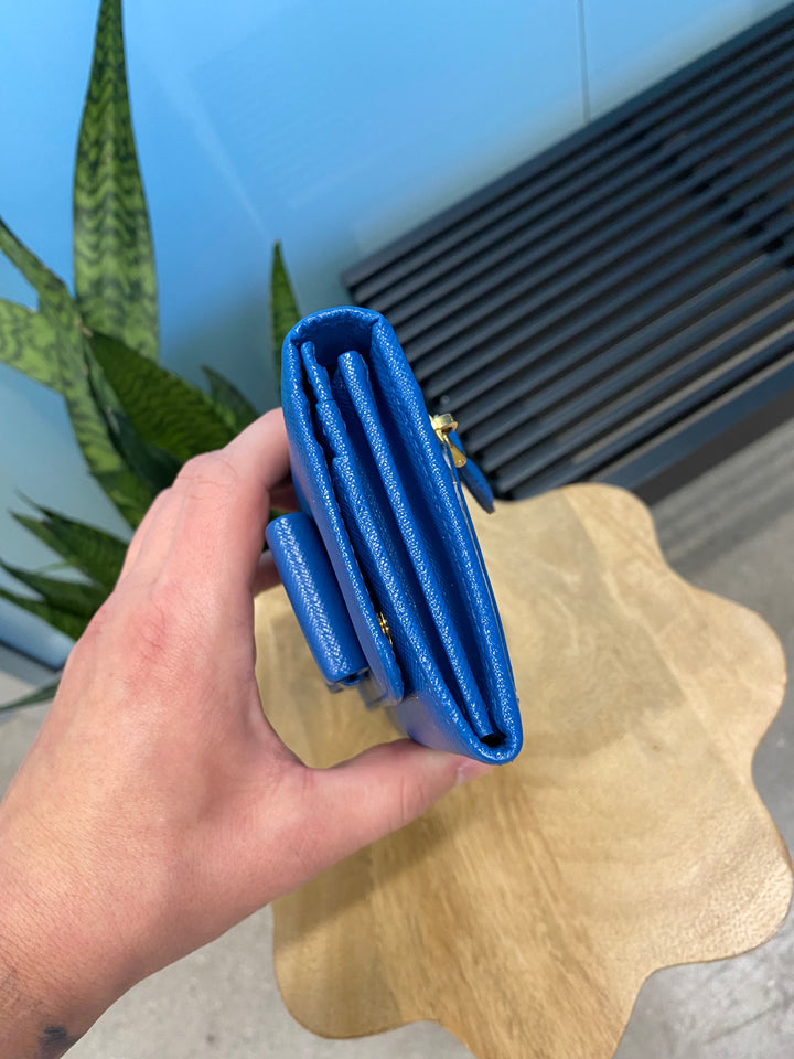 Prada Cobalt Saffiano Bow Long Wallet (6550)